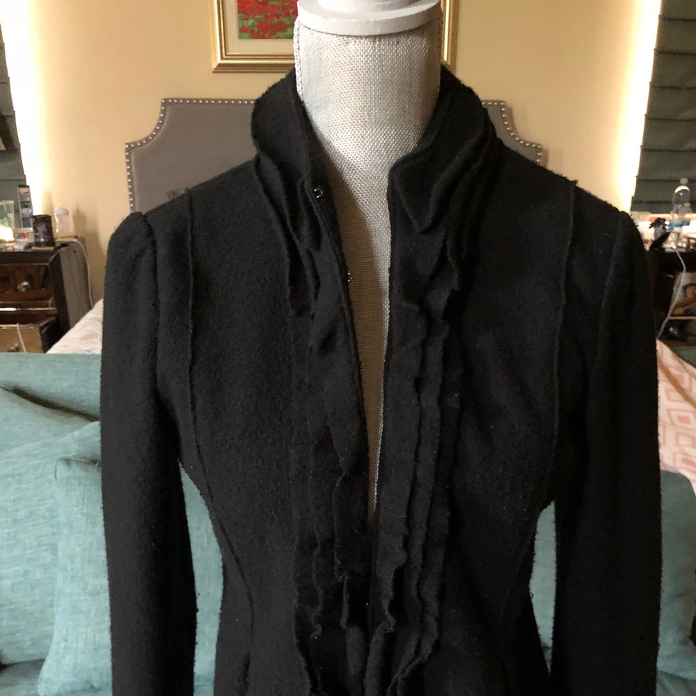 100% merino wool, black dressy jacket/sweater